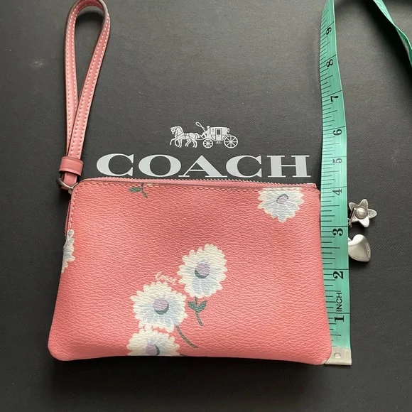 Coach Pink Floral Wristlet including 2 silver charms - Picture 3 of 4